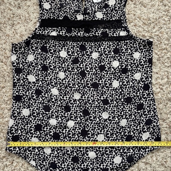 CAbi Black and White Polka Dot Top Size M Lace Elegant Feminine - Picture 12 of 14